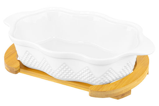 Блюдо д/зап и серв 32*20*14 см 1,5 л Ромбики ажур. + стекл крышка, на дер подставке - Elan gallery фото 10