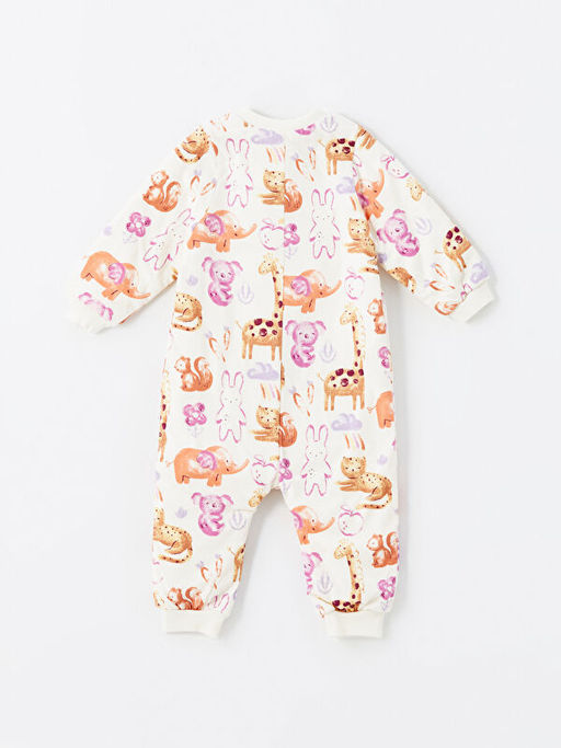 B?organic Bisiklet Yaka Uzun Kollu Bask?l? K?z Bebek Tulum - Waikiki фото 3