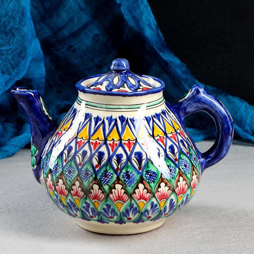 Чайник заварочный Риштанская Керамика «Орнамент», 1.6 л, синий