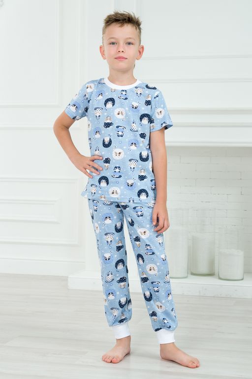 Пижама подростковая из футболки и брюк из кулирки Кошки - Амадэль фото 4