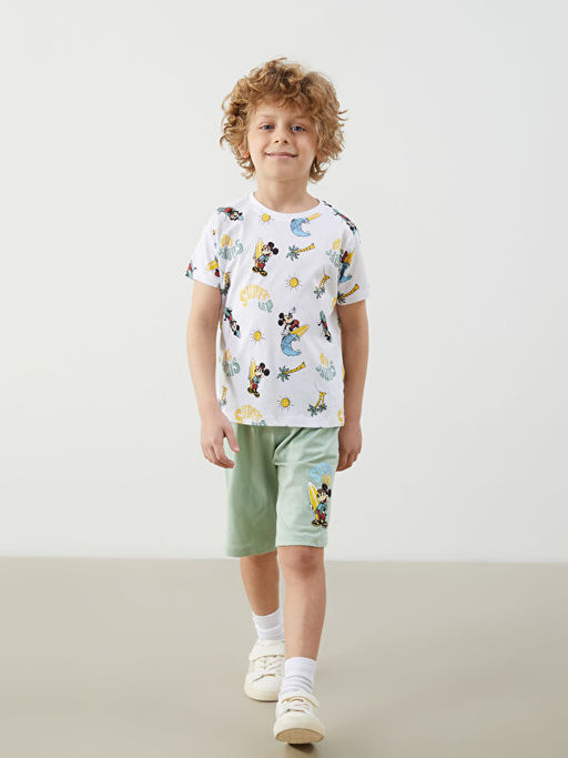 Mickey Mouse Bask?l? ?ortlu Pijama Tak?m