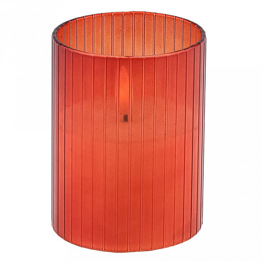 Свеча в цветной колбе, восковая, светодиодная на батарейках д7,5см h10см, свет теплый, с мерцанием, колба стекло, цвет терракотовый, питание от 2-х батареек АА (в комплект не входят), в коробке (Китай)