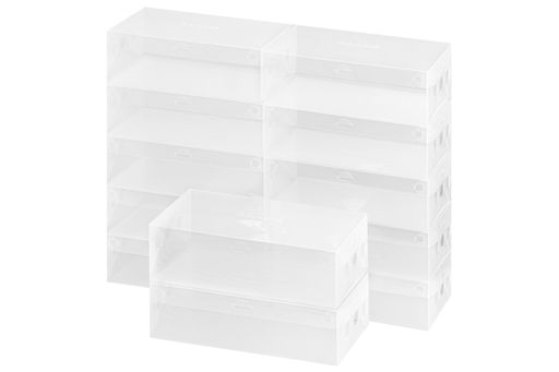 Набор 12 коробок для хранения женской обуви 30*18*10 см Прозрачные складные с откидной крышкой - Elan gallery фото 3