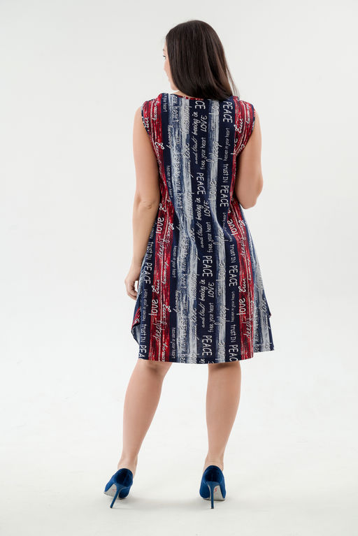 Платье женское из кулирки Кэтрин сине-красный макси - Амадэль фото 10