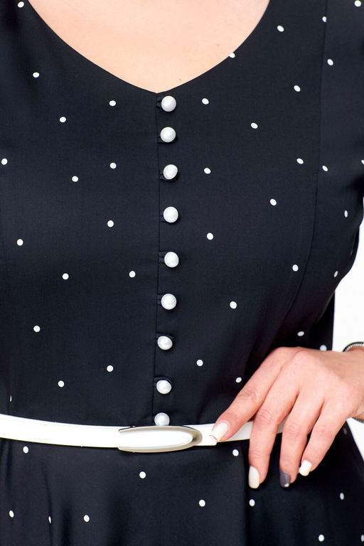 Платье Swallow 719.1 черный+белый горох