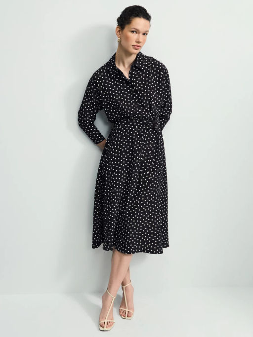 Приталенное платье с принтом в горошек / Zarina