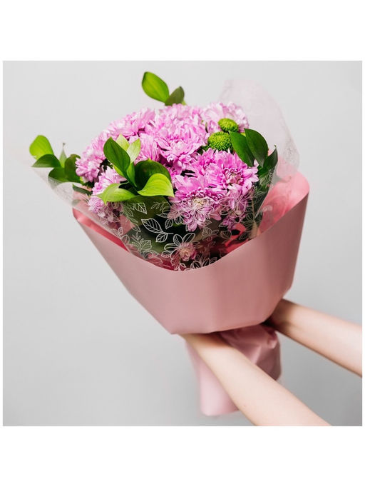 Плёнка для цветов упаковочная глянцевая прозрачная Цветы, белая, 0.6?10 м