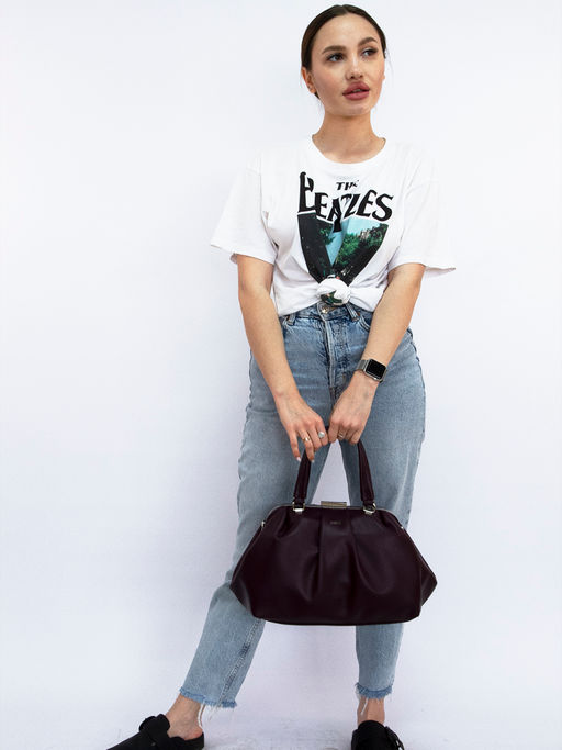 LACCOMA сумка Роза-22-Л815-ежевичный эко кожа хлопок фото 2