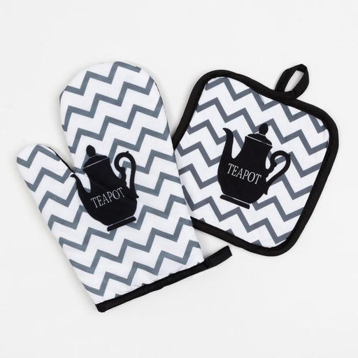 Кухонный набор Доляна Teapot, прихватка 17*17 см, рукавица 26*16 см,100% п/э  фото 2