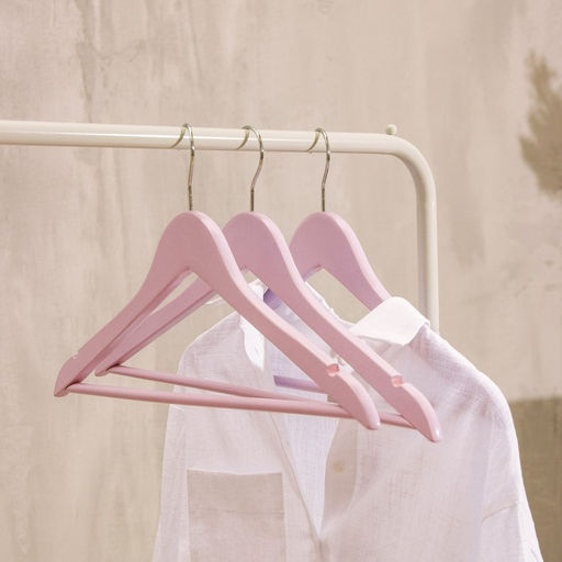 Плечики - вешалки LaDо́m Brillant, 44.5×23×1.2 см, 3 шт., деревянные, широкие плечики, розовые