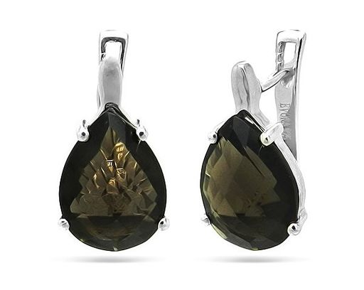 Серьги из серебра раухтопаз, Капля