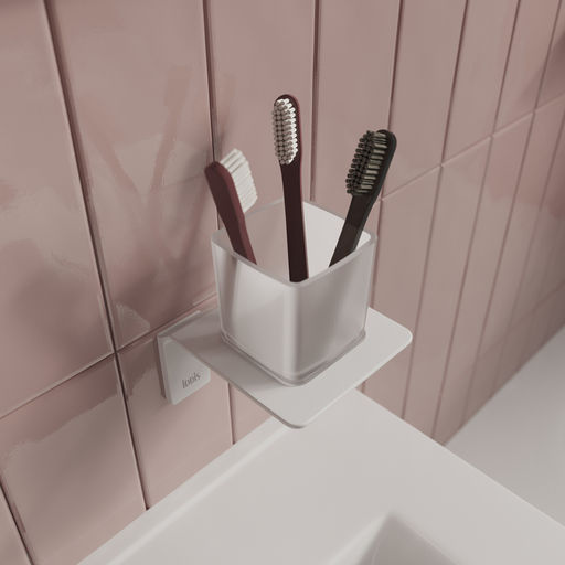 SLIWTG1i45, Подстаканник одинарный, матовое стекло, сплав металлов, Slide, белый матовый, ID