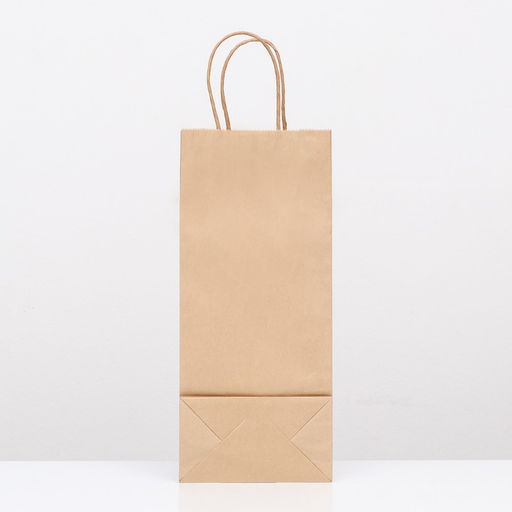 Пакет крафт под бутылку, Крафт, 14×8×32 см