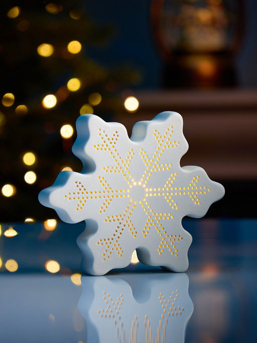 Светодиодная фигура «Снежинка» 13.2×11.6×4 см, 1 LED, керамика, от батареек LR44×3, свечение тёплое белое
