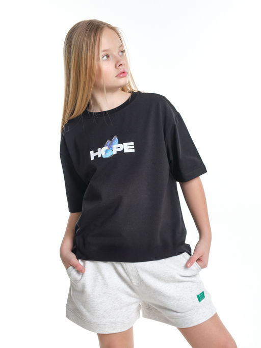 Футболка с принтом для девочки 22-9009 черный - Mini maxi фото 4