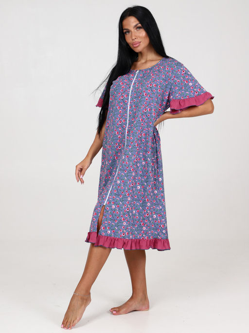 152 ЖЕНСКИЙ ХАЛАТ (Индиго/цветы) - А-дина фото 4