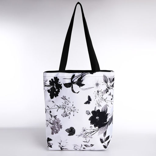 Сумка шопер Цветы, 40х12х38, цвет черный - Nazamok фото 2