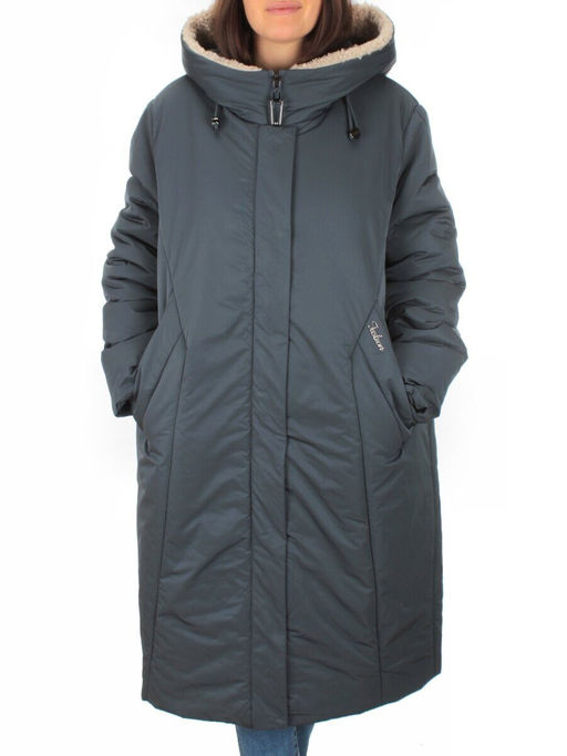 M-9029 GRAY/BLUE Пальто зимнее женское CORUSKY (верблюжья шерсть) - Фабричный китай фото 2