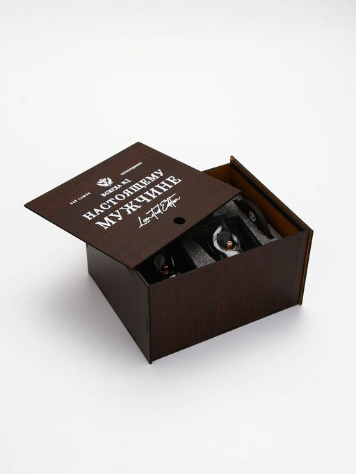 Подарочный набор бокалов с камнями для виски в деревянном ящике