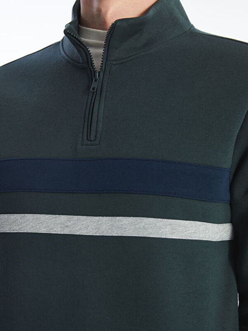 Dik Yaka Uzun Kollu Erkek Kal?n Sweatshirt