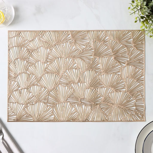 Салфетки сервировочные на стол Доляна «Веер», 4 шт., 30×45 см, золотые