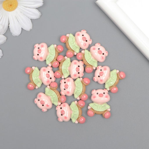 Цена за 10 шт. Декор для творчества пластик «Хрюша в зелёной кофточке», 2.6×2×1 см