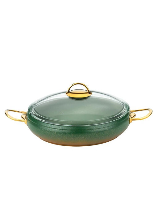 Набор посуды с АПП из 9 (5/4) предметов, крышки стеклянные, цвет: оливковый/золотой, арт. 1000-OLV/G