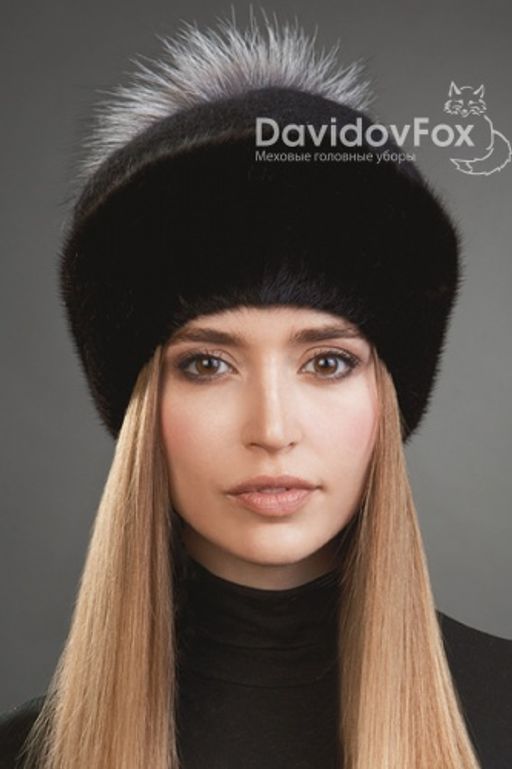 Шапка Оливия норка трикотаж блэк