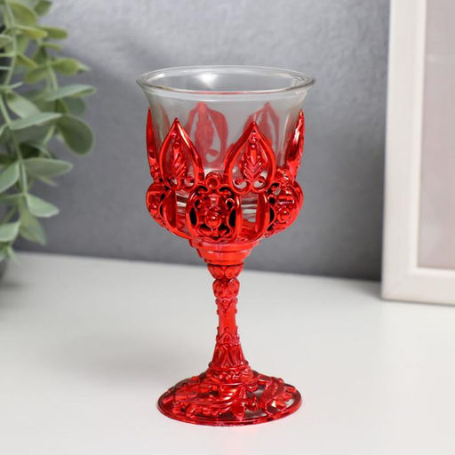 Подсвечник на 1 свечу «Наслаждение», пластик, стекло, красный, 10.5×6×6 см