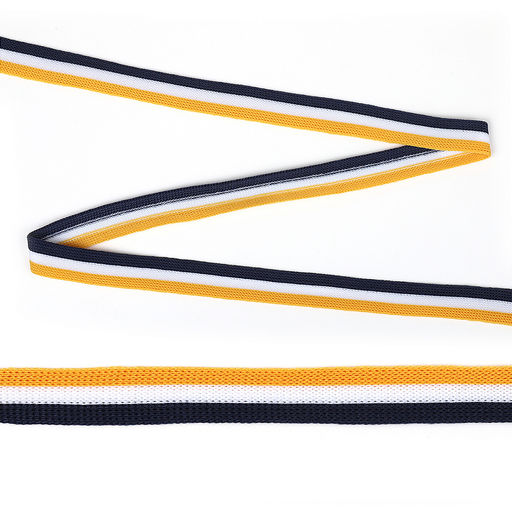 Тесьма трикотажная Лампас TBY KTS4415 шир.15мм цв.бел/желт/син уп.32м