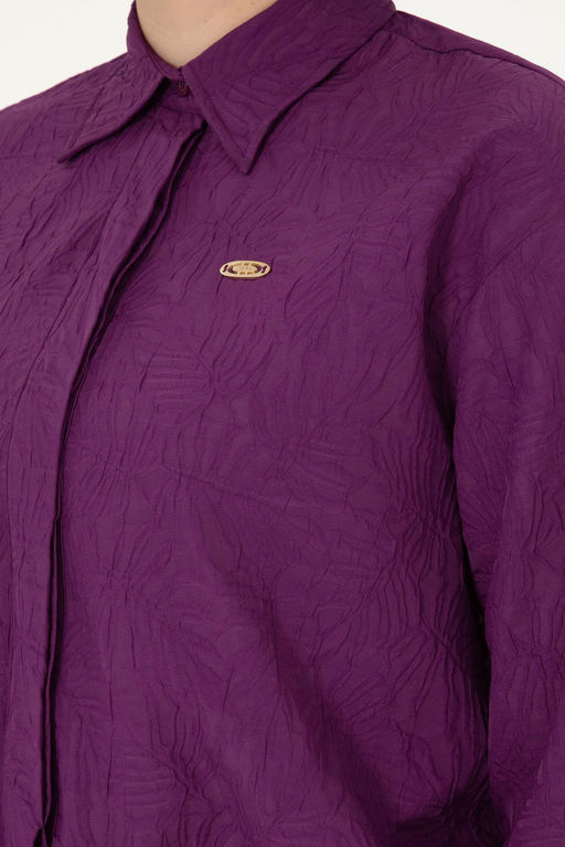 Женская фиолетовая рубашка с длинным рукавом Неожиданная скидка в корзине - U.s. polo assn фото 7