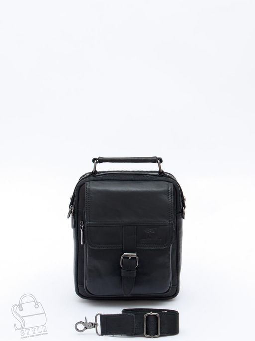 Сумка мужская кожаная 66611M black Fuzhiniao в Новосибирске