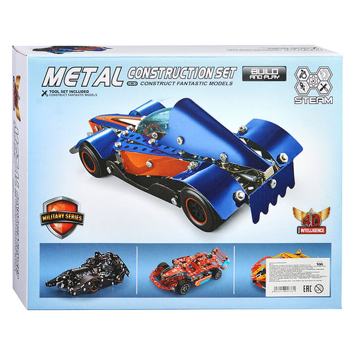 Конструктор металлический "Спортивный авто" 274 дет., в коробке