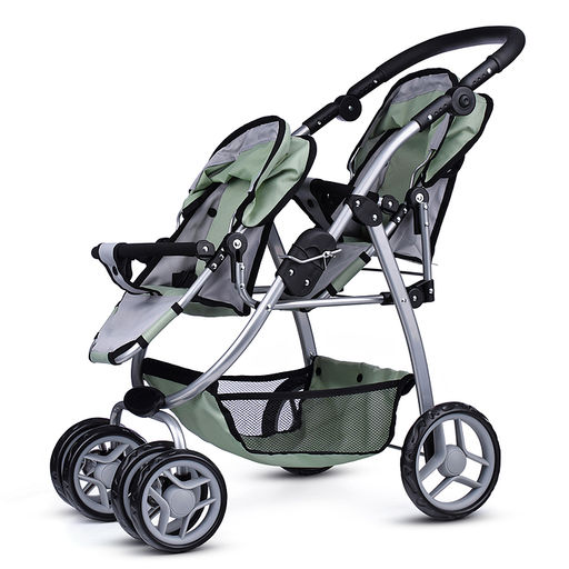 Коляска для кукол (для двойни)металлическая,прогулочная,с тентом,с корзиной,в пакете