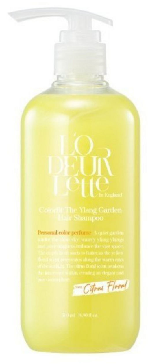 LODEURLETTE IN ENGLAND COLOR FIT THE YLANG GARDEN HAIR SHAMPOO Парфюмированный шампунь для волос c ароматом иланг-иланг и мандарина 500мл