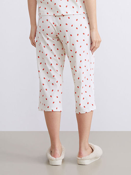 Beli Lastikli Desenli Kad?n Kapri Pijama Alt?