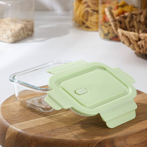 Контейнер Доляна Cook and Freeze, 380 мл, 15×11×5.5 см, с крышкой, жаропрочное стекло, цвет МИКС