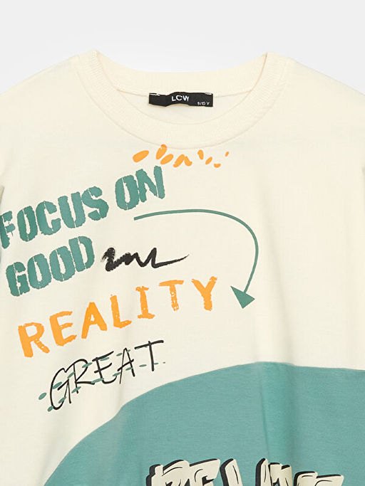 Bisiklet Yaka Bask?l? K?z ?ocuk Sweatshirt - Waikiki фото 3