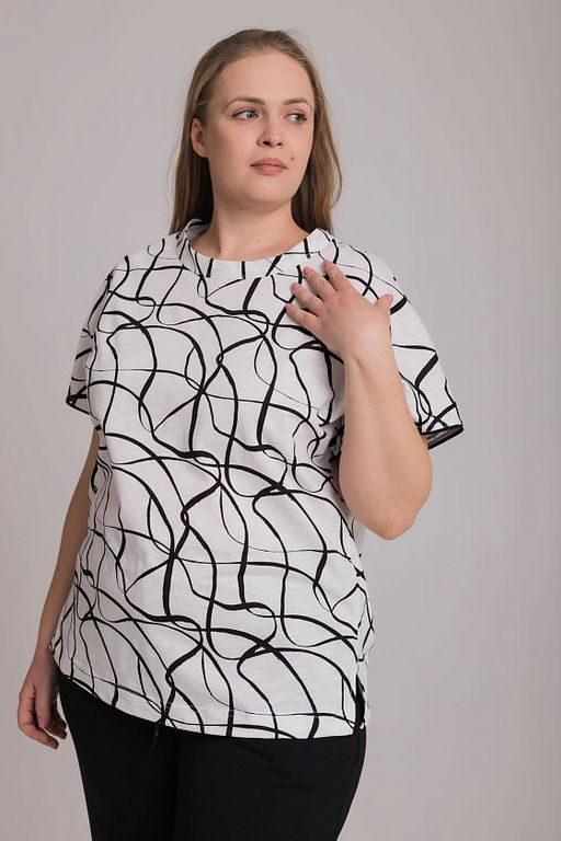 Футболка М325254бч Белый/черный - Елена фото 6