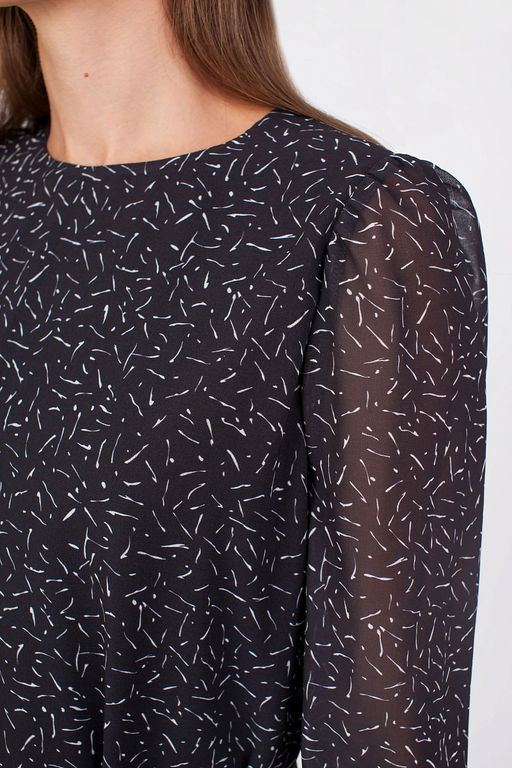 5-3014/783-5065-2 Платье принт белые штрихи на черном фоне - Serginnetti фото 6