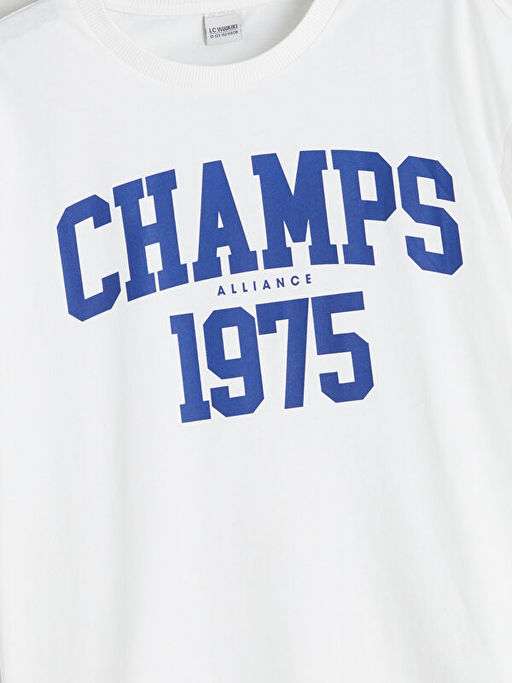 Bisiklet Yaka Bask?l? Erkek ?ocuk Ti??rt