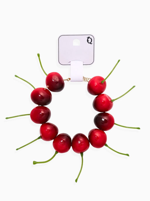 Браслет «Вишня», L=18 см, красный в золоте