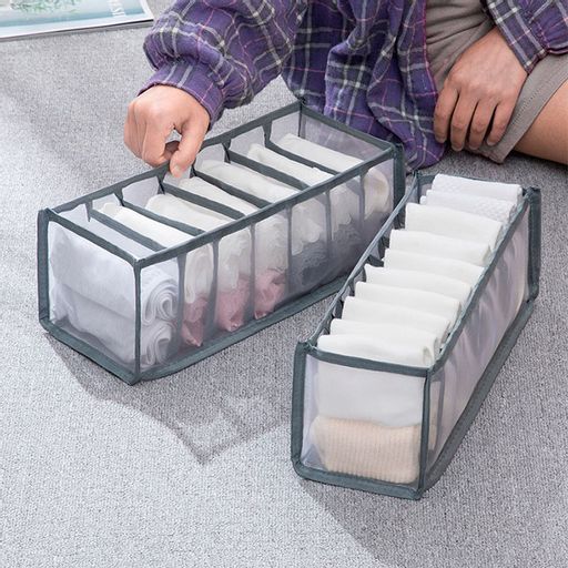 Прозрачный органайзер для хранения одежды 7 ячеек 32*12*12 см, серый (1940) - Мой органайзер фото 3