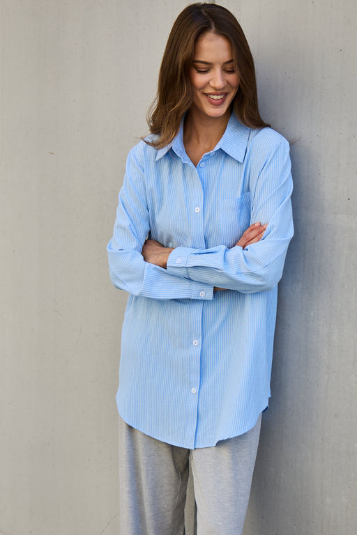 Рубашка оверсайз в полоску хлопковая