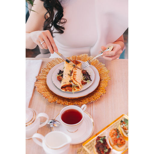 Тарелка-блюдо подстановочное Magistro Сияние, d=34 см, стекло, золотистая фото 10