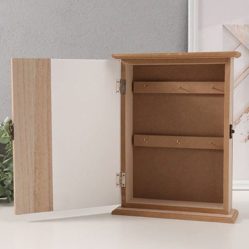 Ключница настенная Отпечаток листьев. Ключи и сердце, дерево, 6 крючков, зелень, 6.5?20?26.5 см