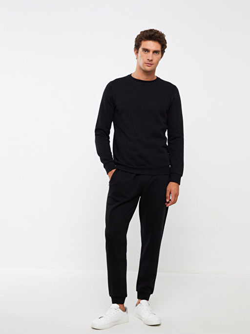 Bisiklet Yaka Uzun Kollu Erkek Kal?n Sweatshirt