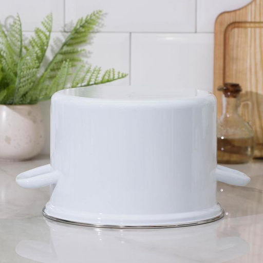 Кастрюля эмалированная, 4.5 л, d=22.5 см, индукция, цилиндрическая, белая