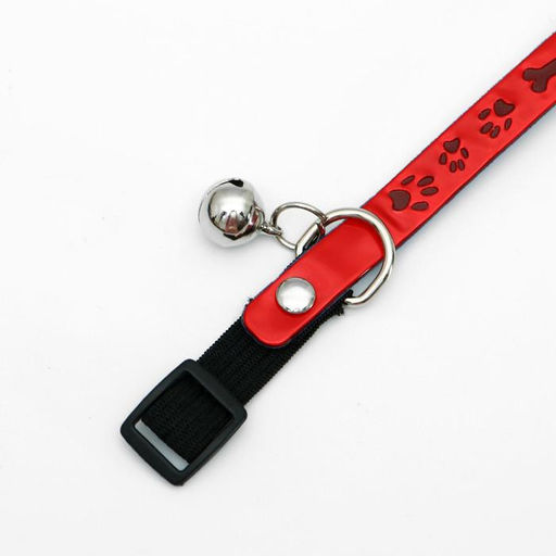 Ошейник со светоотражающим покрытием Косточки и лапки, с резинкой, бубенчиком 27 х 1 см, микс цвет - Пижон фото 3