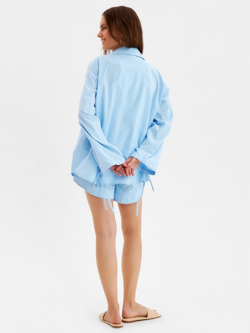 Костюм женский: блузка, шорты, MINAKU: Casual Collection, размер 46, голубой